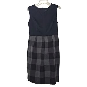 Connected Apparel Black Gray Plaid Sleeveless Dress